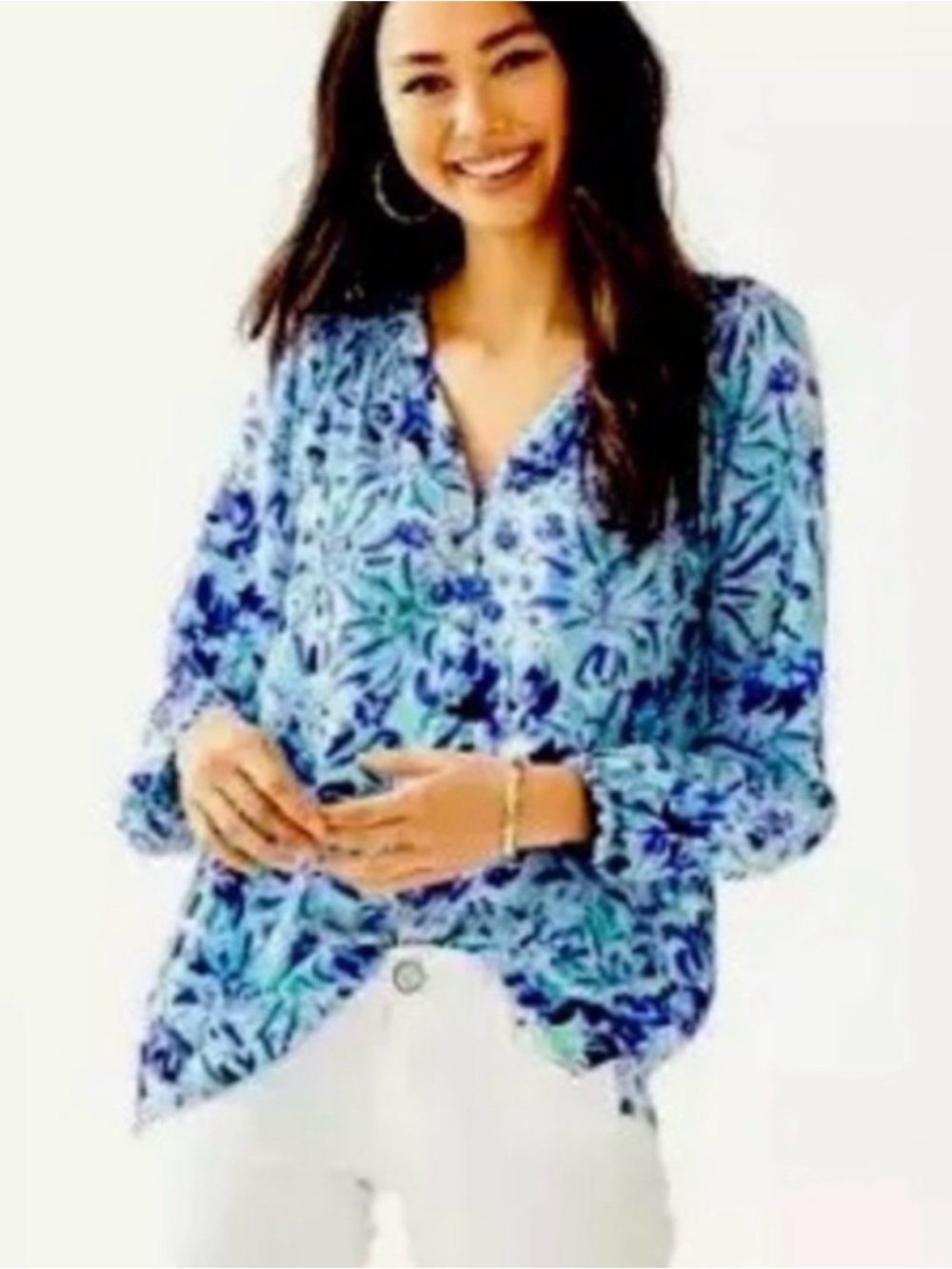 Lilly Pulitzer Elsa Silk Top Iris Blue High Maintenance XXS